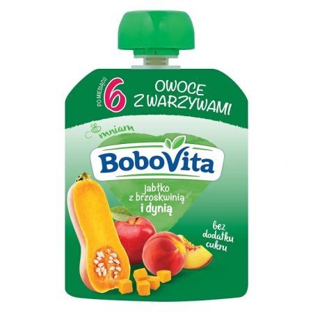 BoboVita, jabłko z brzoskwinią i dynią, po 6 miesiącu, 80g