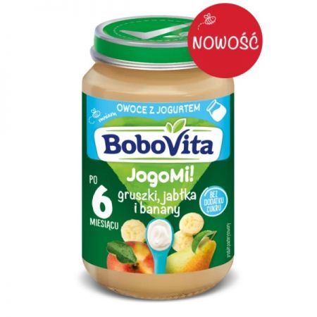 BoboVita, JogoMi!, owoce z jogurtem, gruszki, jabłka i banany, po 6 miesiącu, 190g