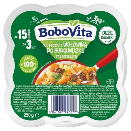 BoboVita, kluseczki z wołowiną po burgundzku i marchewką, po 15 miesiącu, 250g