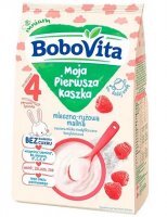 BoboVita Moja Pierwsza Kaszka, kaszka mleczno-ryżowa malinowa, bez cukru, po 4 miesiącu życia, 230g