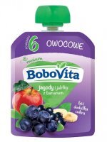 BoboVita, mus owocowy, jagody i jabłka z bananem, po 6 miesiącu, 80g