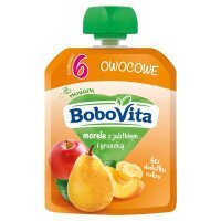 BoboVita, mus owocowy, morele z jabłkiem i gruszką, po 6 miesiącu, 80g