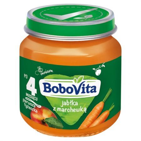 BoboVita, Pierwsza Łyżeczka, jabłka z marchewką, po 4 miesiącu, 125g