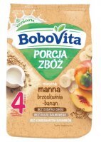 BoboVita Pierwsza Łyżeczka, kaszka mleczna manna, brzoskwinia i banan, po 4 miesiącu, 210g
