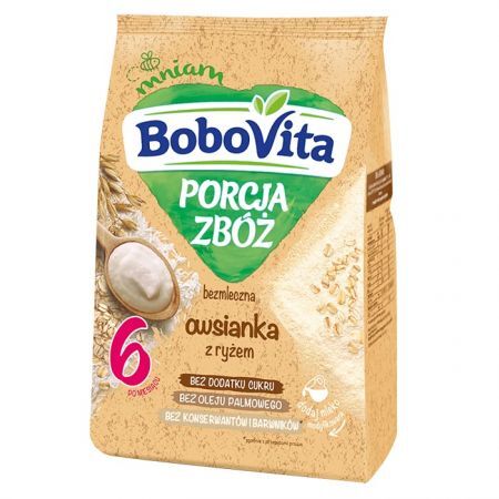 BoboVita Porcja Zbóż, bezmleczna owsianka z ryżem, po 6 miesiącu, 170g