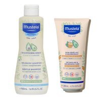BRAK KARTONIKA Mustela Bebe Enfant, szampon z awokado, od 1 dnia życia, 500ml + odżywka 2w1 ułatwiająca rozczesywanie, 200ml