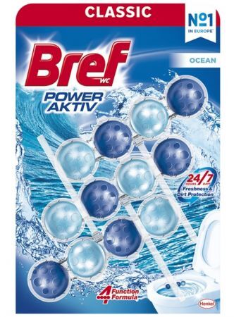 Bref WC Power Activ Classic, zawieszka toaletowa, Ocean, 3x50g
