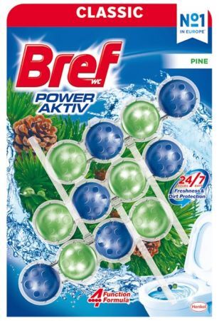 Bref WC Power Activ Classic, zawieszka toaletowa, Pine, 3x50g