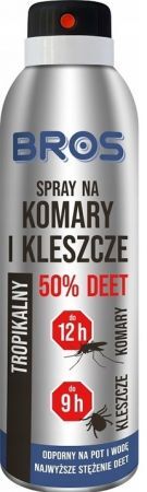 Bros, spray na komary i kleszcze DEET 50%, 180ml