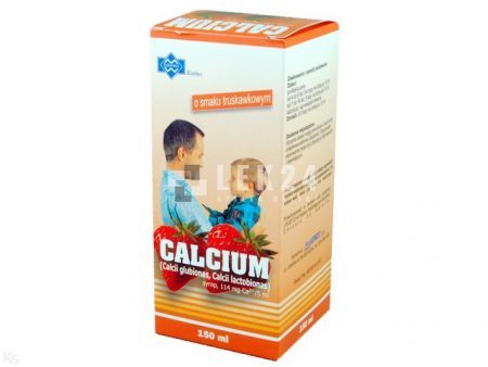 Calcium 114mg/5ml, syrop, smak truskawkowy, 150ml