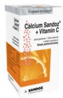 Calcium Sandoz + Vitamin C (260mg+1000mg), smak pomarańczowy, 10 tabletek musujących