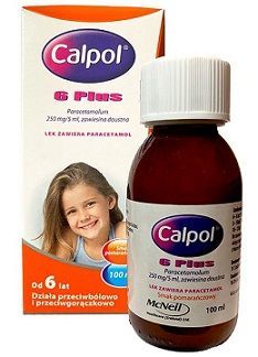 Calpol 6 Plus 250mg/5ml, zawiesina doustna, smak pomarańczowy, od 6 roku życia, 100ml