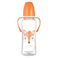 Canpol, butelka wąska z uchwytami, Cute Animals, pomarańczowa, po 12 miesiącu, 11/845, 250ml
