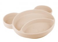 Canpol, silikonowy talerzyk trójdzielny z przyssawką, Miś, kremowy, po 6 miesiącu, 51/401, 1 sztuka