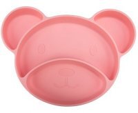 Canpol, silikonowy talerzyk trójdzielny z przyssawką, Miś, różowy, po 6 miesiącu, 51/401, 1 sztuka