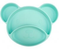 Canpol, silikonowy talerzyk trójdzielny z przyssawką, Miś, turkusowy, po 6 miesiącu, 51/401, 1 sztuka