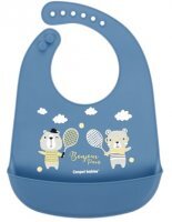 Canpol, śliniak silikonowy z kieszonką, Bonjour Paris, granatowy, po 4 miesiącu, 74/027, 1 sztuka