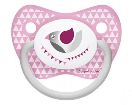 Canpol, smoczek uspokajający, silikonowy, anatomiczny, Let's Celebrate, pink, 0-6 miesięcy, 23/279, 1 sztuka