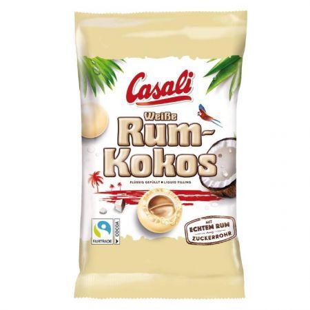 Casali Rum-Kokos, draże kokosowe z dodatkiem rumu, w białej czekoladzie, 100g