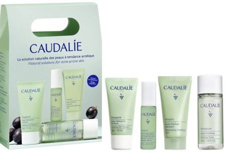 Caudalie Vinopure, serum, 10ml + fluid matująco-nawilżający, 15ml + tonik oczyszczający, 50ml + żel oczyszczający, 30ml