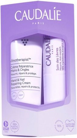 Caudalie Vinotherapist, regenerujący krem do rąk i paznokci, 30ml + pomadka do ust, 4,5g