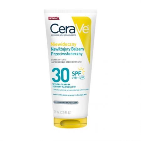 CeraVe, niewidoczny, nawilżający balsam przeciwsłoneczny SPF 30, do twarzy i ciała, 75ml