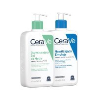 CeraVe, żel oczyszczający dla skóry normalnej i tłustej, 473ml + emulsja nawilżająca dla skóry suchej, 473ml