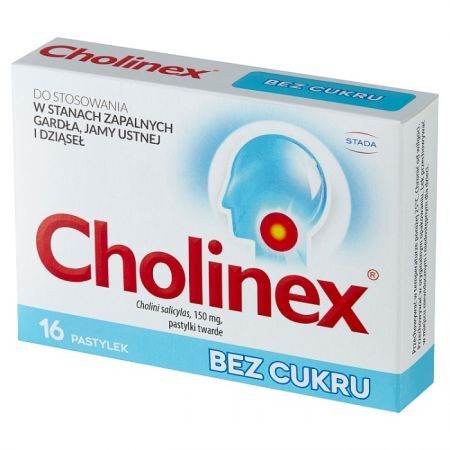 Cholinex 150mg, bez cukru, 16 pastylek do ssania