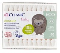 Cleanic Eco Baby Organic, biodegradowalne patyczki do uszu dla niemowląt i dzieci, 60 sztuk