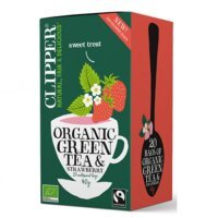Clipper, herbata zielona Fair Trade, z truskawką,  20 saszetek
