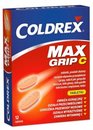 Coldrex Maxgrip C (500mg+25mg+5mg+20mg+30mg), 12 tabletek