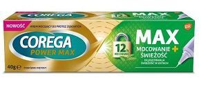 Corega Power Max, Mocowanie + Świeżość, krem mocujący do protez zębowych, smak miętowy, 40g