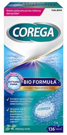 Corega Tabs Bio Formula, tabletki do czyszczenia protez zębowych, 136 sztuk