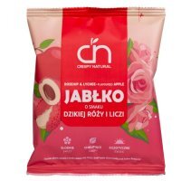 Crispy Natural, Jabłko o smaku dzikiej róży i liczi, suszone chipsy z jabłek, 50g