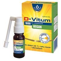 D-Vitum 1000 j.m., Vegan, aerozol w oleju MCT, dla dzieci od 1 roku życia i dorosłych, 7ml
