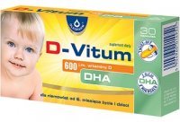 D-Vitum 600 j.m. + DHA, dla dzieci od 6 miesiąca życia, 30 kapsułek twist-off