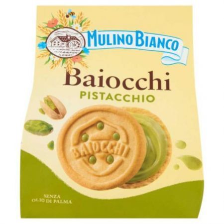 DATA 03/08/2026 Mulino Bianco, Baiocchi Pistachio, włoskie ciastka z kremem pistacjowym, 240g
