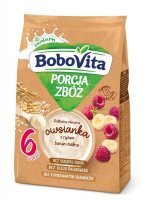 DATA 06/08/2026 BoboVita Porcja Zbóż, delikatna mleczna owsianka z ryżem, malina i banan, po 6 miesiącu, 210g