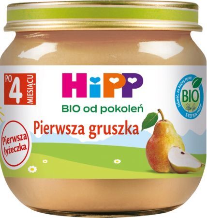 DATA 06/2026 Hipp, Pierwsza łyżeczka, pierwsza gruszka, Bio, po 4 miesiącu, 80g