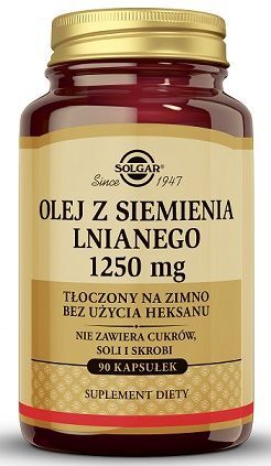 DATA 06/2026 Solgar Olej z siemienia lnianego 1250mg, 90 kapsułek
