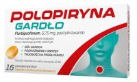 DATA 07/2026 Polopiryna Gardło 8,75mg, smak pomarańczowy, 16 pastylek do ssania
