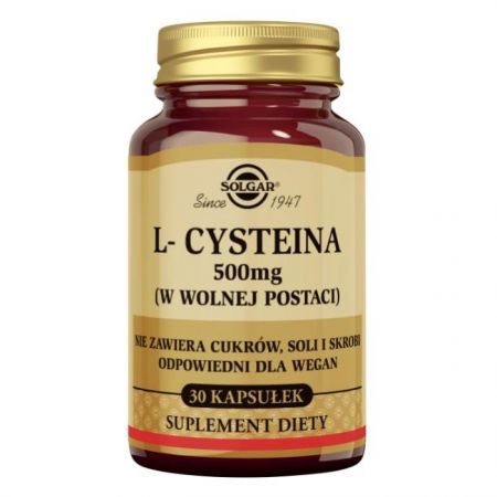 DATA 07/2026 Solgar L-Cysteina 500 mg, 30 kapsułek roślinnych