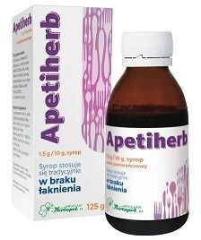 DATA 08/2026 Apetiherb (1,5g/10g), syrop, smak pomarańczowy, 125g