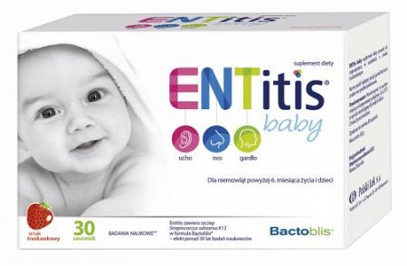 DATA 08/2026 Entitis Baby, dla niemowląt po 6 miesiącu życia, proszek, smak truskawkowy, 30 saszetek