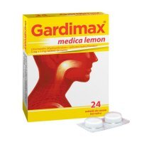 DATA 08/2026 Gardimax medica lemon (5mg+1mg), bez cukru, 24 tabletki do ssania