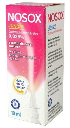 DATA 08/2026 Nosox Junior 0,025%, aerozol do nosa, dla dzieci powyżej 1 roku życia, 10ml