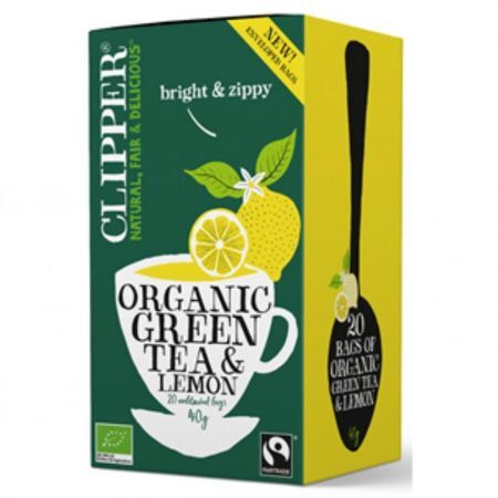 DATA 09/08/2026 Clipper, herbata zielona Fair Trade, z cytryną,  20 saszetek