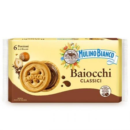 DATA 14/06/2026 Mulino Bianco, Baiocchi Classici, ciasteczka z kremem orzechowo-kakaowym, 336g