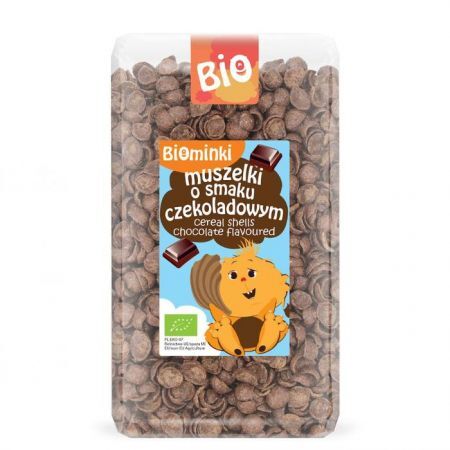 DATA 14/08/2026 Biominki Bio, muszelki o smaku czekoladowym, 300g