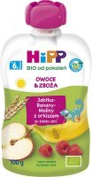 DATA 24/08/2026 Hipp, jabłka, banany, maliny z orkiszem, Bio, po 6 miesiącu, 100g